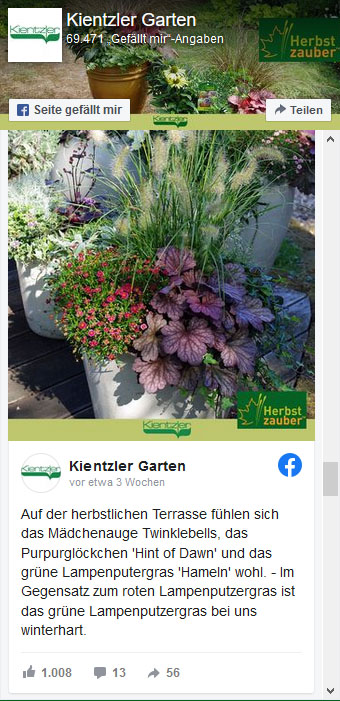 Kientzler Garten bei Facebook